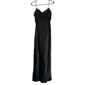Womens Y2K Formal Maxi Dress Gown Size L Sleeveless Black Cowl Whimsigoth Prom